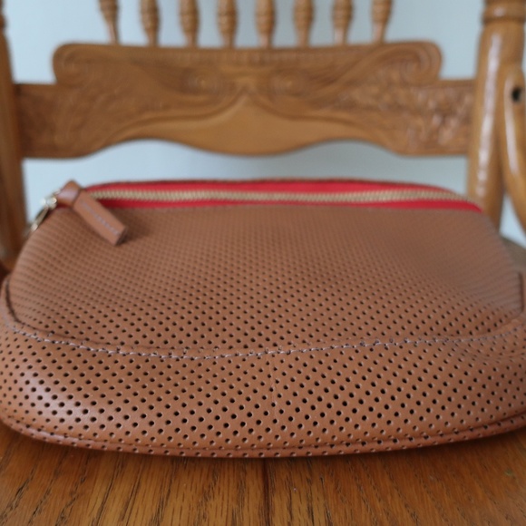 Clare V Tan Crossbody Bag with Red Accent - Picture 3 of 16